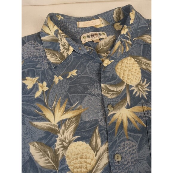 Hawaiian Shirt Mens L Campia Moda Short Sleeve Button Up Blue Pineapple - Picture 2 of 7
